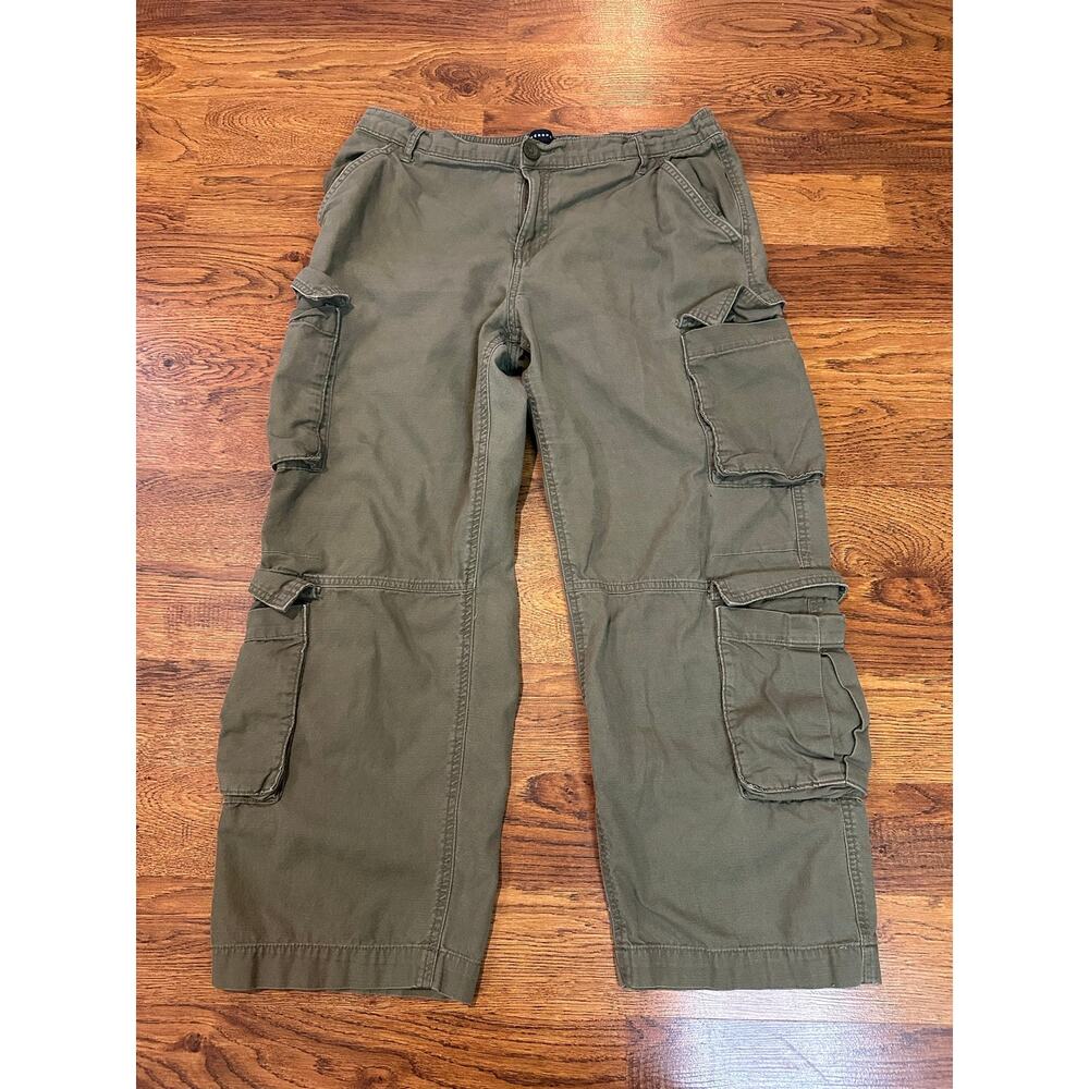 Aeropostale Cropped Utility Cargo Pants Women’s Large Green Casual Y2K Style